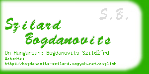 szilard bogdanovits business card